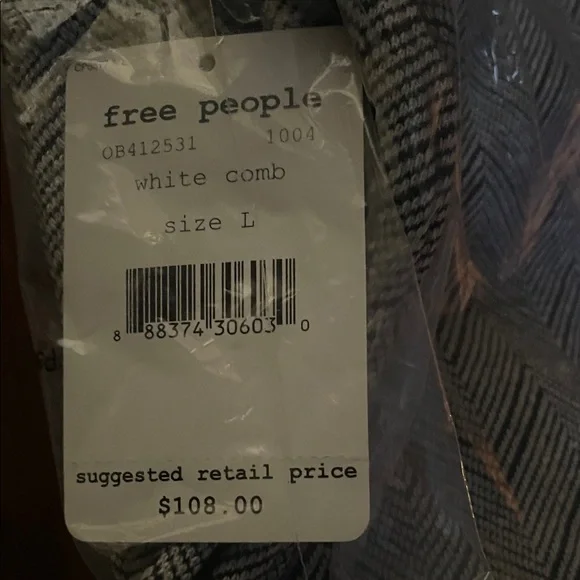 NWT Free People Large Twiggy Chevron Mini Dress Black & White with Pockets - Picture 9 of 9